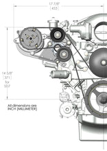 Load image into Gallery viewer, Holley Passenger's Side A/C Bracket - Includes SD7 A/C Compressor, Tensioner, &amp; Pulleys 20-142BK - Dimension Reference