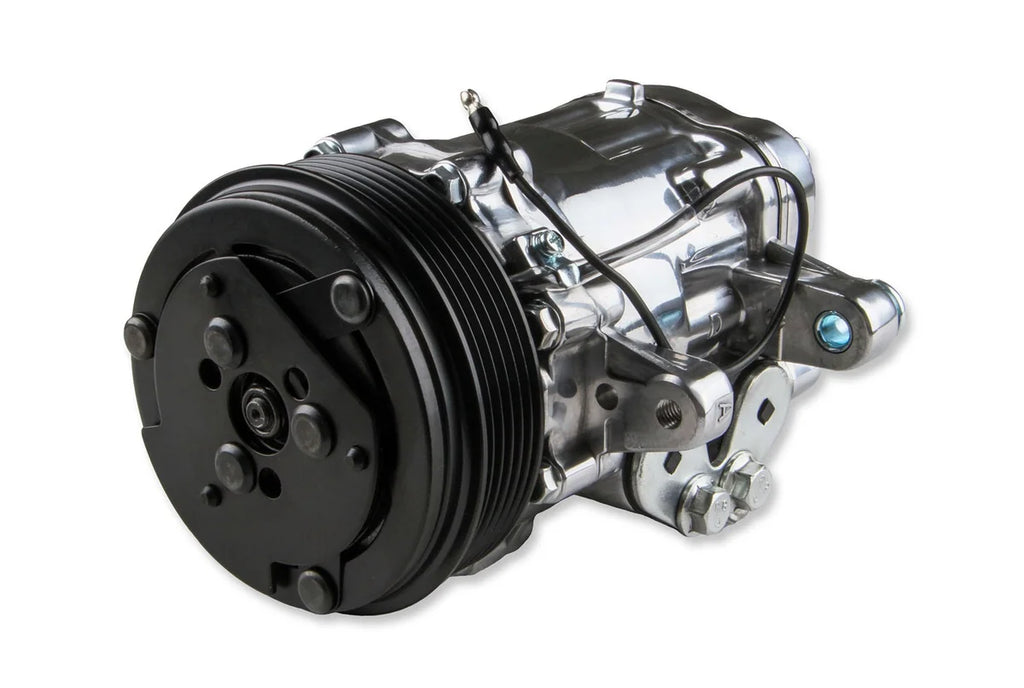 Holley Passenger's Side A/C Bracket - Includes SD7 A/C Compressor, Tensioner, & Pulleys 20-142P - Installation View