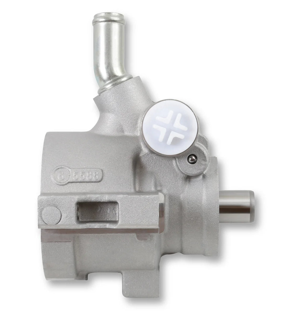 Holley Power Steering Pump Assembly, Aluminum Saginaw (TC) with bearing supported shaft - Side View