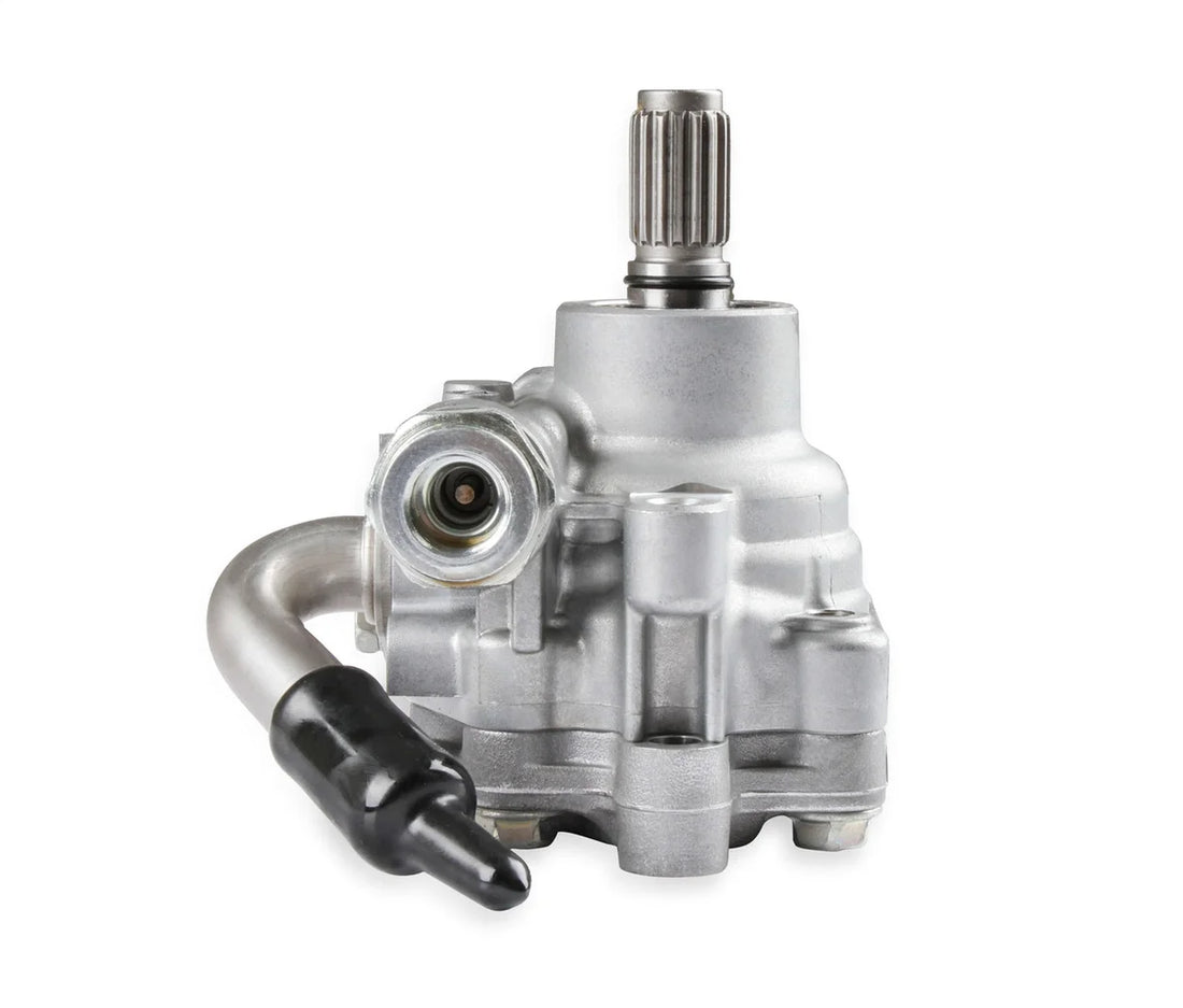 Holley Power Steering Pump Assembly, for LT4 Accessory Drive with splined shaft 198-103 - Side View