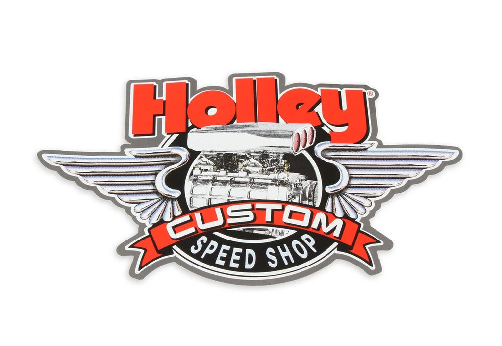 Holley Red, White, Black Holley Custom Speed Shop Logo Large 36-279 - Side View