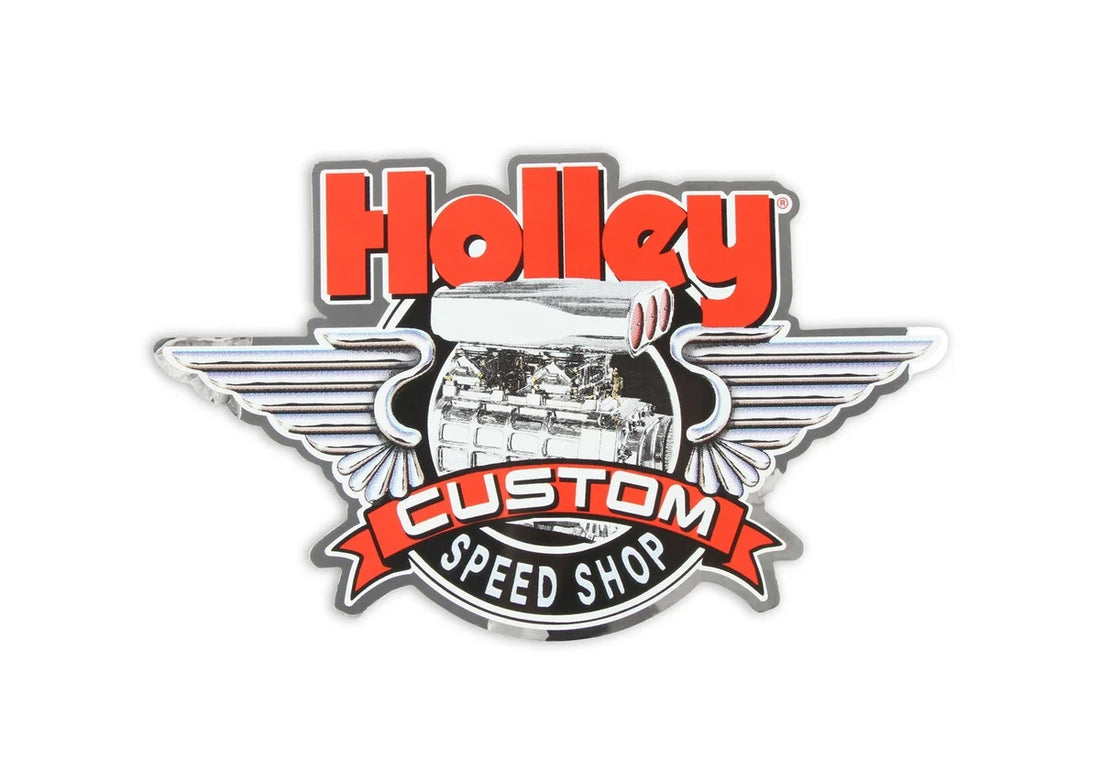 Holley Red, White, Black Holley Custom Speed Shop Logo Large 36-279 - Back View