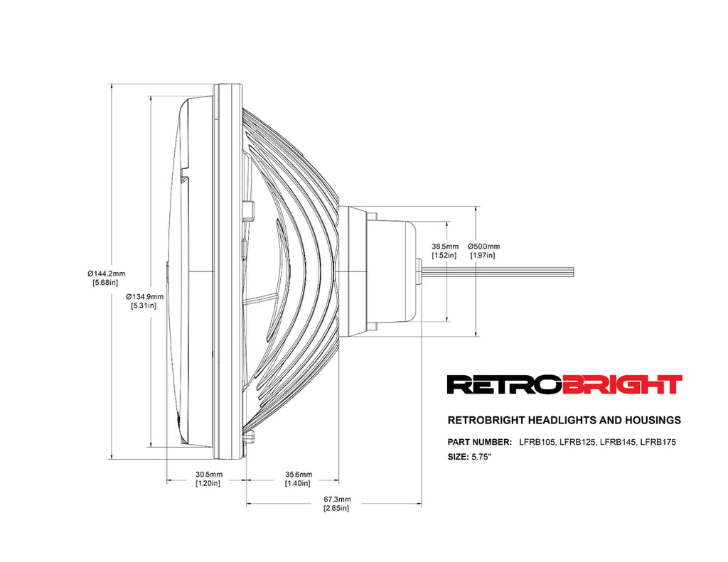 Holley RetroBright LED Forward Facing Light - Yellow Lens Retrobright - Dimension Reference