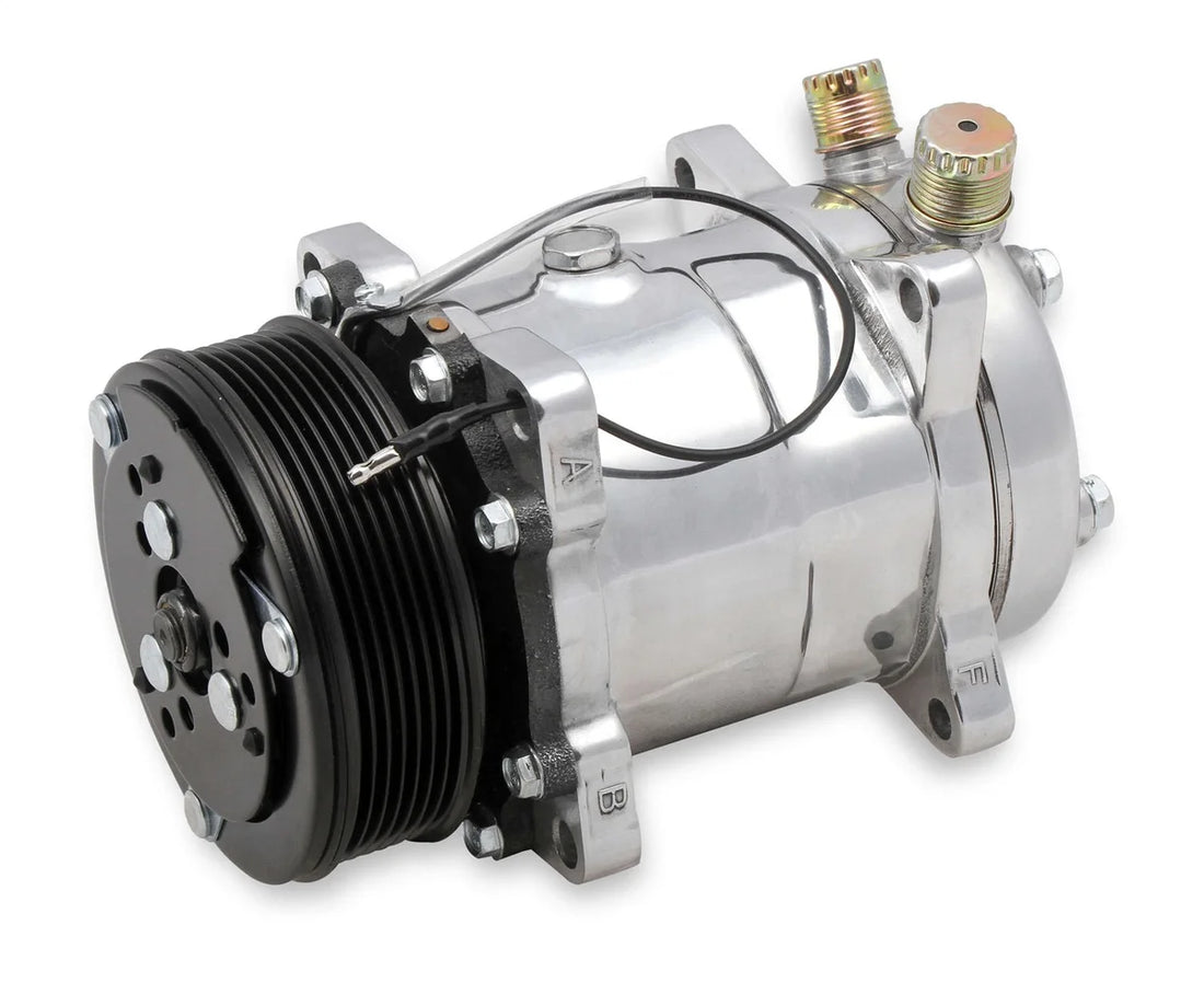 Holley SD508 A/C Compressor Polished 199-105 - Detail View