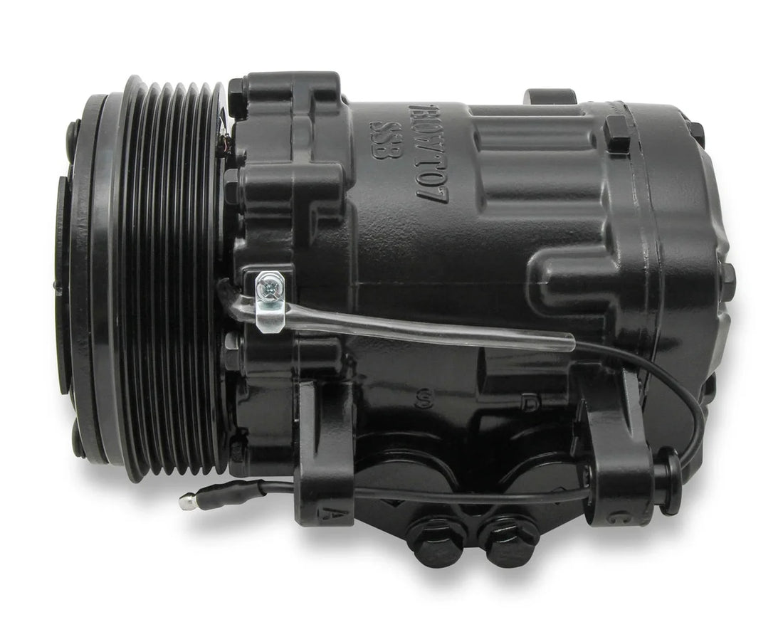Holley SD7 A/C Compressor Black 199-104 - Side View