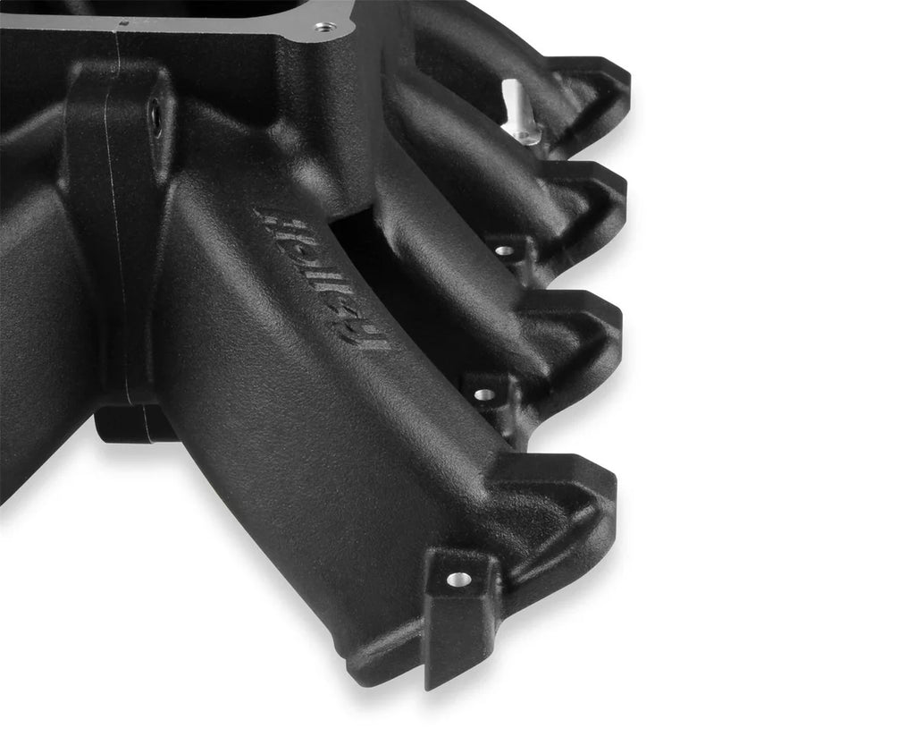Holley Single Plane 4500 Carbureted Split-Design Race Intake Manifold - GM LS1/LS2/LS6 300-295BK - Back View