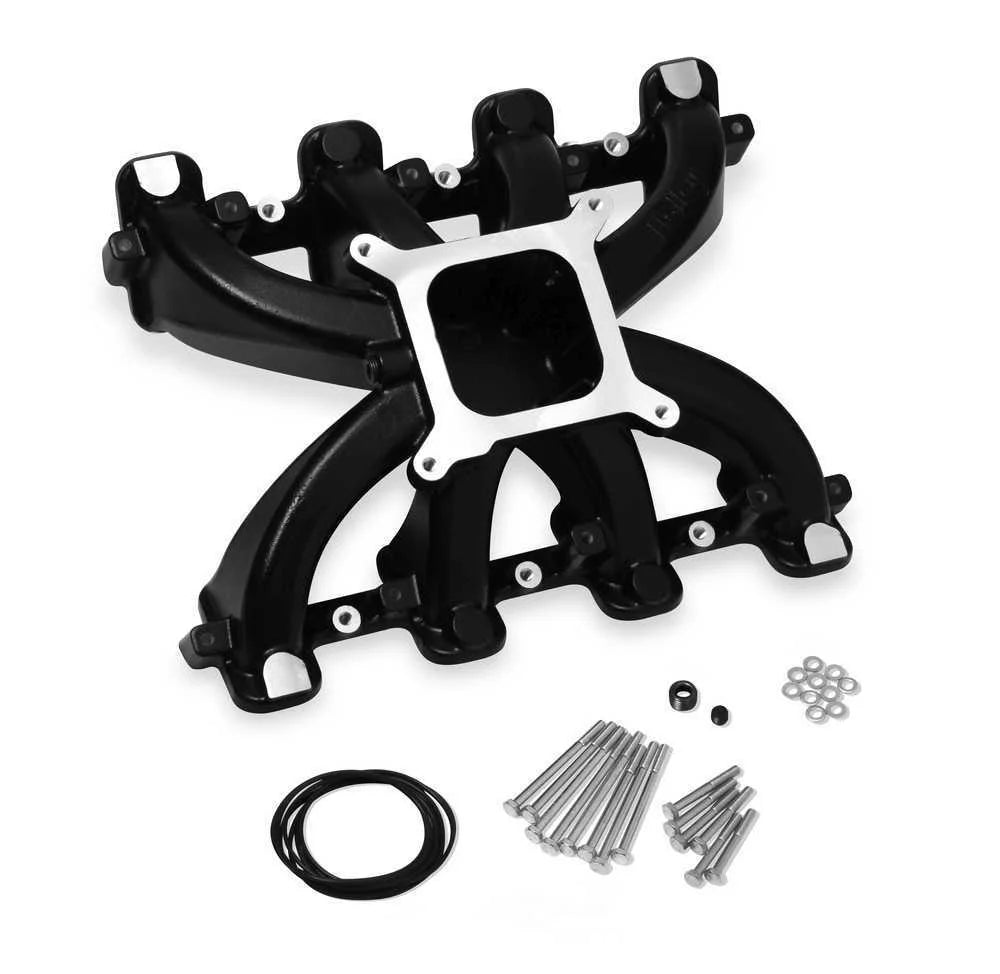 Holley Single Plane Intake - Black 300-132BK fits GM LS1 / LS2 / LS6 - Main Product View
