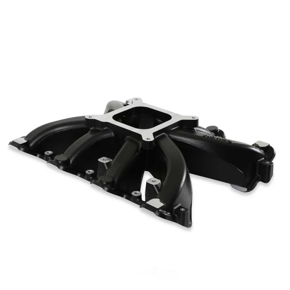 Holley Single Plane Intake - Black 300-132BK fits GM LS1 / LS2 / LS6 - Back View