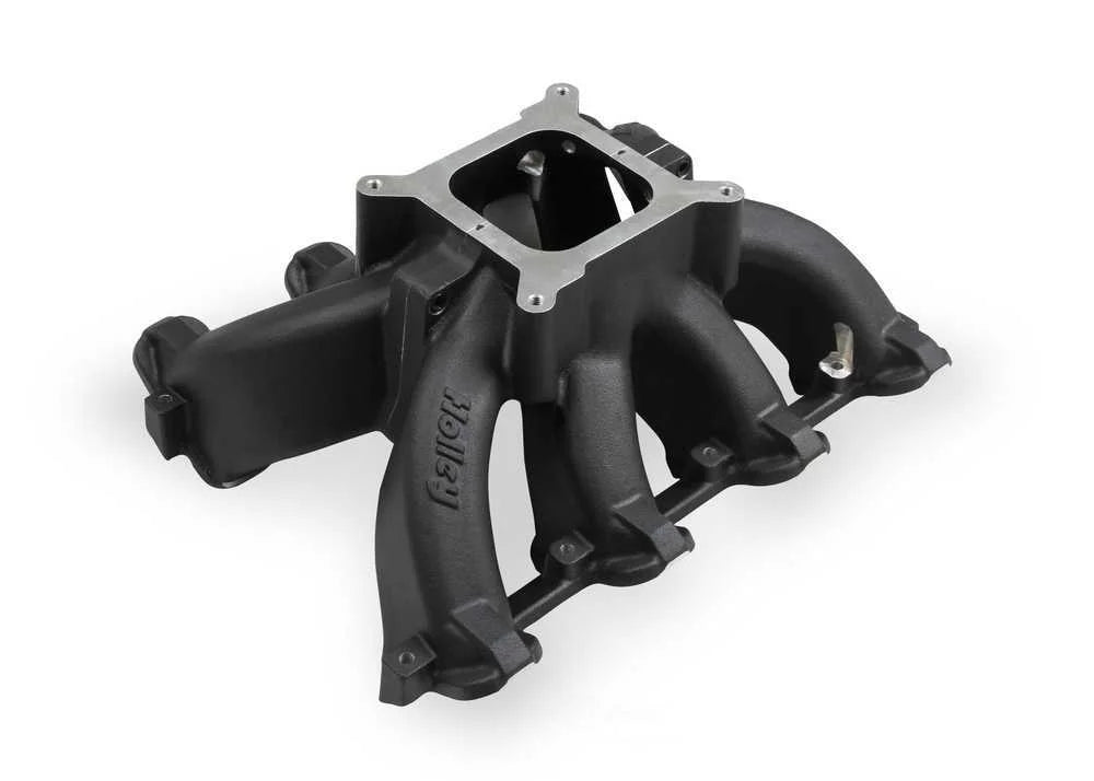 Holley Single Plane Split-Design Race Intake Manifold - Black 300-256BK fits GM LS1 / LS2 / LS6 - Main Product View