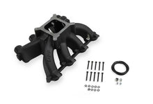 Load image into Gallery viewer, Holley Single Plane Split-Design Race Intake Manifold - Black 300-256BK fits GM LS1 / LS2 / LS6 - Side View