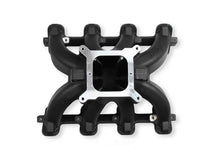 Load image into Gallery viewer, Holley Single Plane Split-Design Race Intake Manifold - Black 300-256BK fits GM LS1 / LS2 / LS6 - Back View