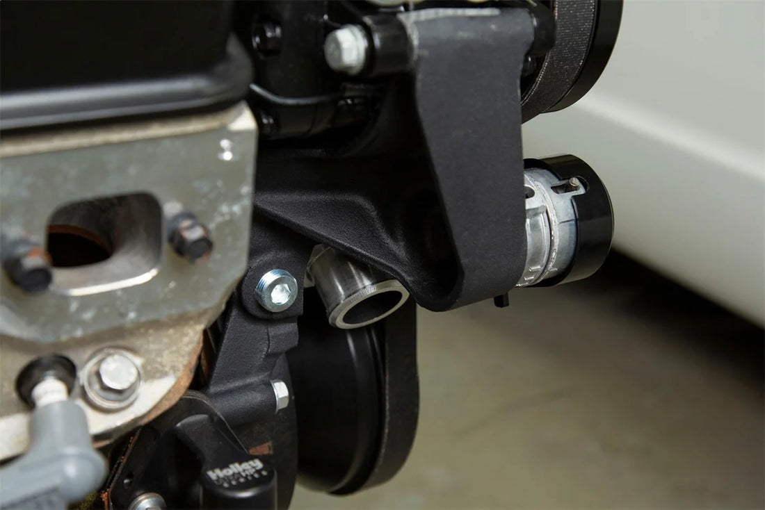 Holley Small Block Chevy Mid-Mount Complete Accessory System- Black Finish 20-240BK - Back View