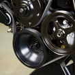 Load image into Gallery viewer, Holley Small Block Chevy Mid-Mount Complete Accessory System- Black Finish 20-240BK - Installation View