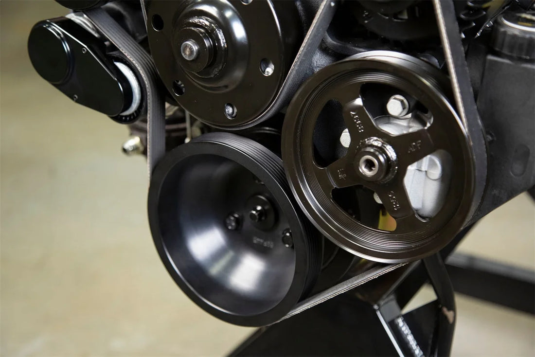 Holley Small Block Chevy Mid-Mount Complete Accessory System- Black Finish 20-240BK - Installation View
