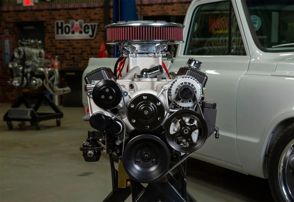 Holley Small Block Chevy Mid-Mount Complete Accessory System- Natural Finish 20-240 - Side View