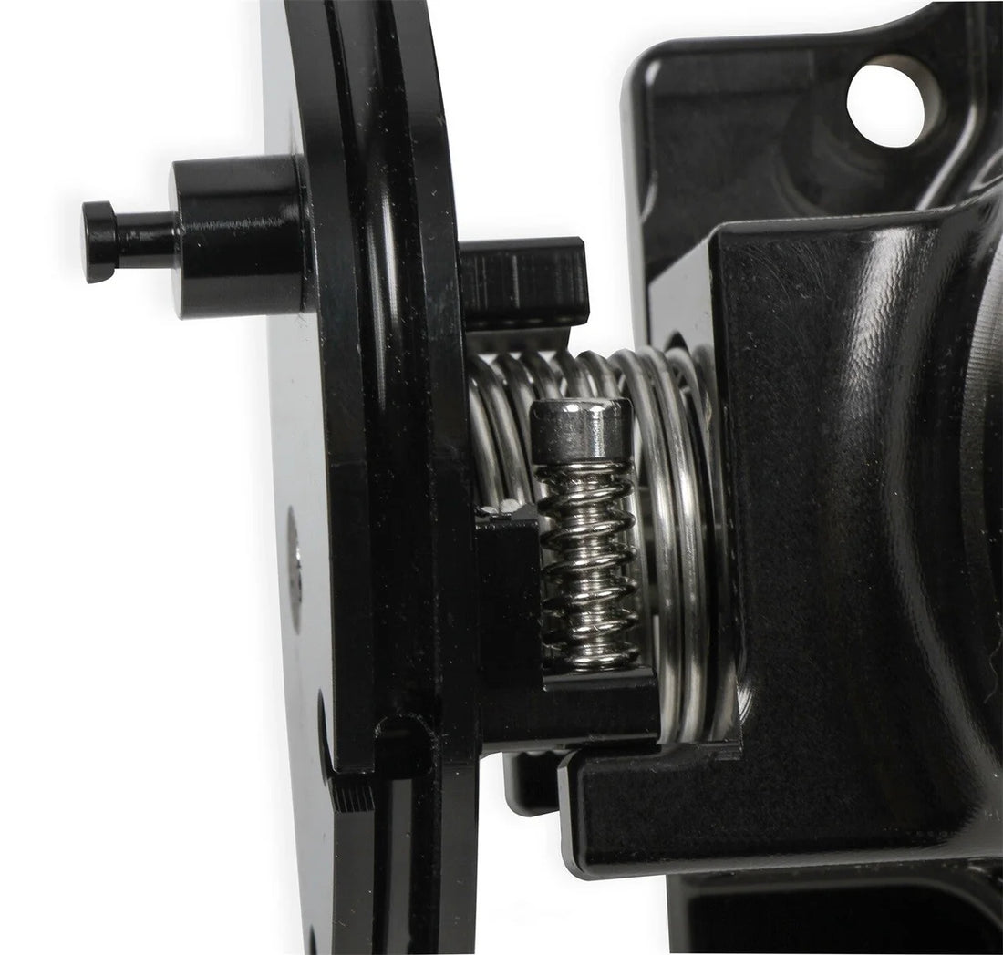 Holley Sniper EFI 90MM Throttle Body with Sniper EFI Logo Black 860010 fits 2011-Present Ford Coyote 5.0L - Side View