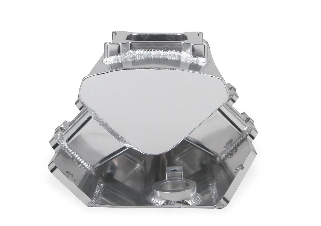 Holley Sniper EFI Fabricated Intake Manifold Single Plane 1 x 4150 Silver with Sniper Logo 835011 fits BBC - Side View