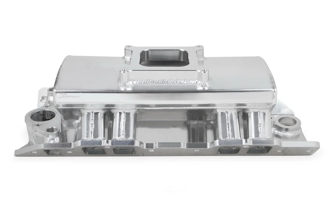 Holley Sniper EFI Fabricated Intake Manifold Single Plane 1 x 4150 Silver with Sniper Logo 835011 fits BBC - Additional Vi...
