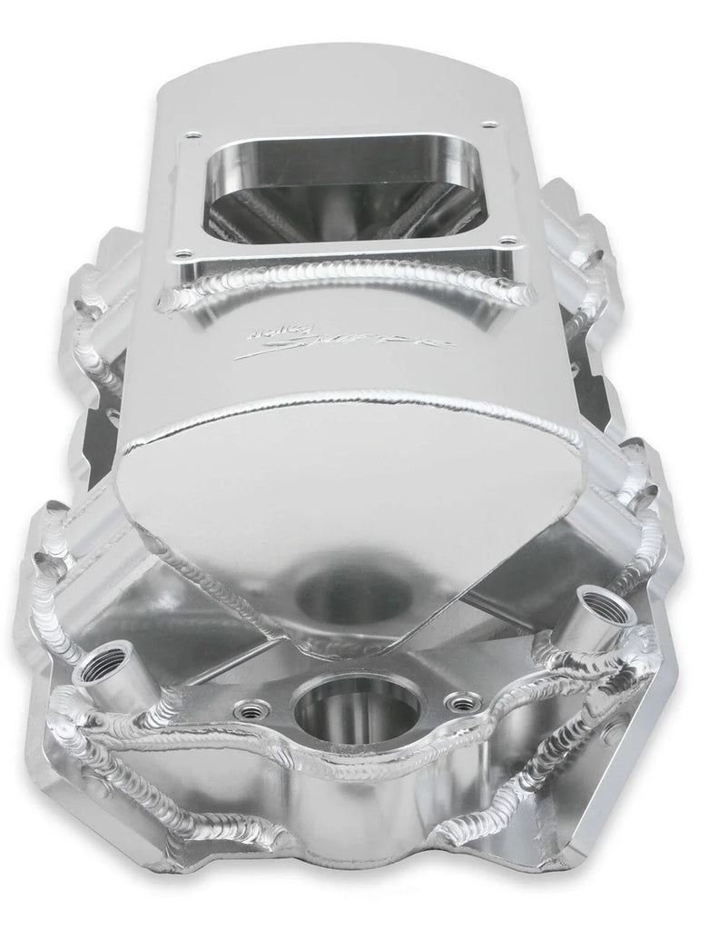 Holley Sniper EFI Fabricated Intake Manifold Single Plane 1 x 4500 Silver with Sniper Logo 835161 fits BBC - Additional Vi...