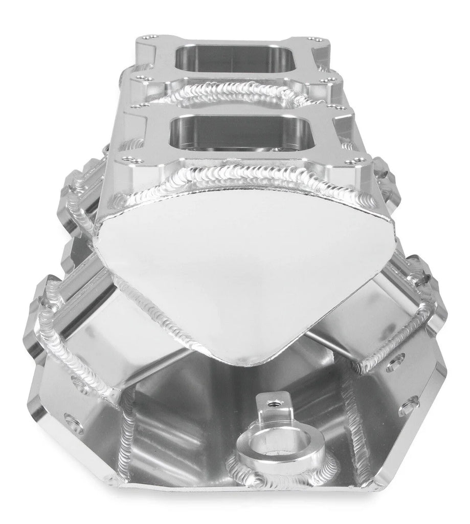 Holley Sniper EFI Fabricated Intake Manifold Single Plane 2 x 4150 Silver with Sniper Logo 835061 fits BBC - Additional Vi...