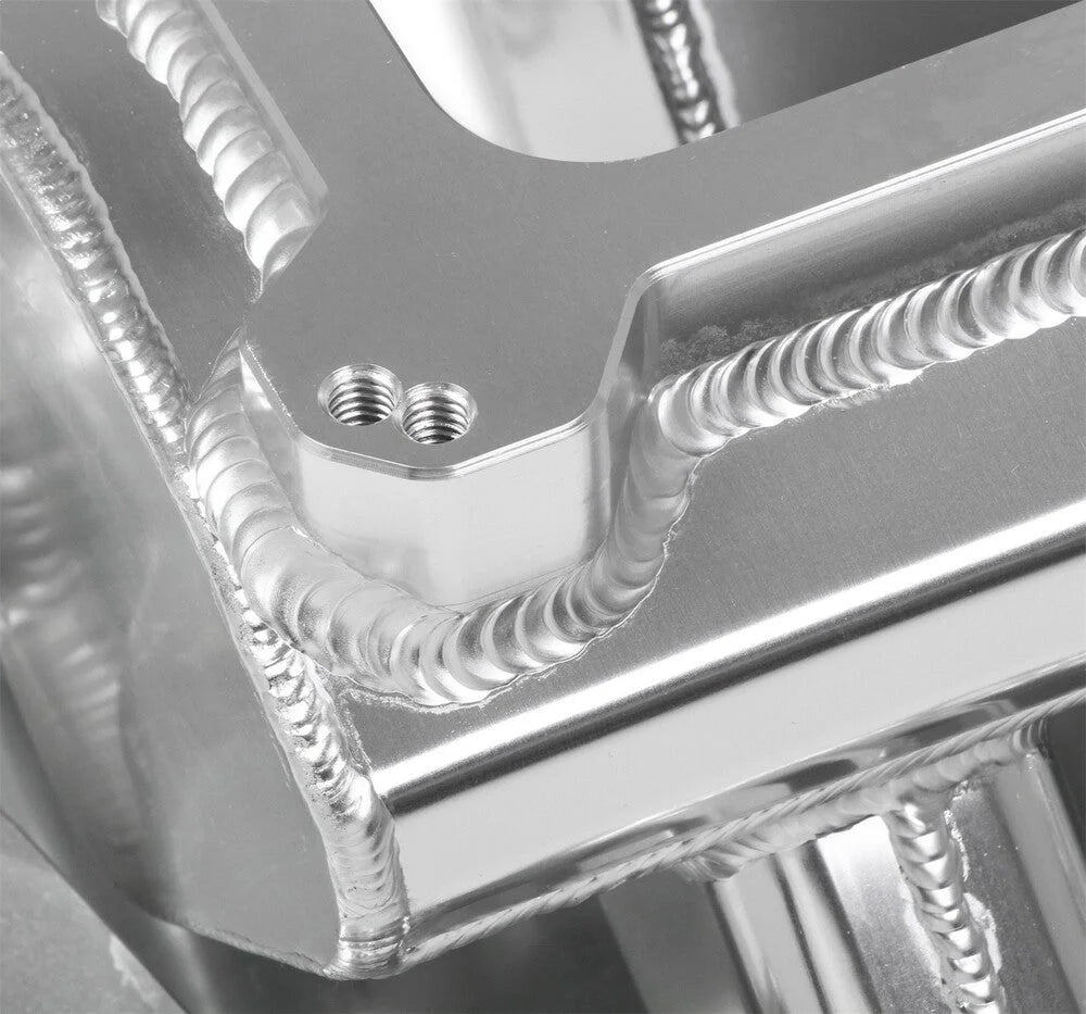 Holley Sniper EFI Fabricated Intake Manifold Single Plane 2 x 4150 Silver with Sniper Logo 835061 fits BBC - Additional Vi...
