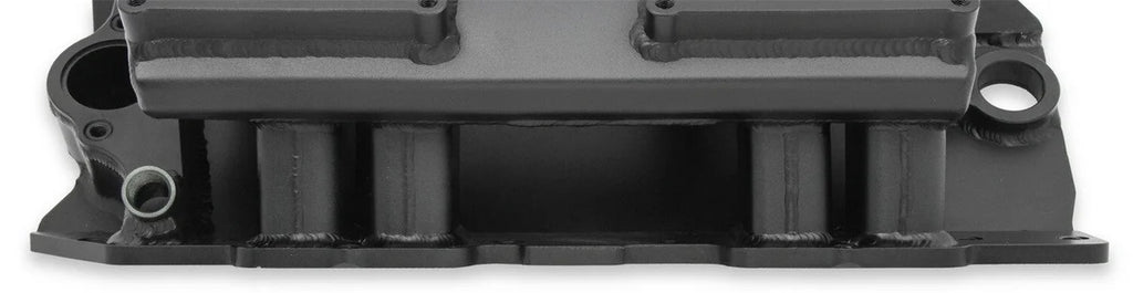 Holley Sniper EFI Fabricated Intake Manifold Single Plane 2 x 4500 Black with Sniper Logo 835172 fits BBC - Installation View