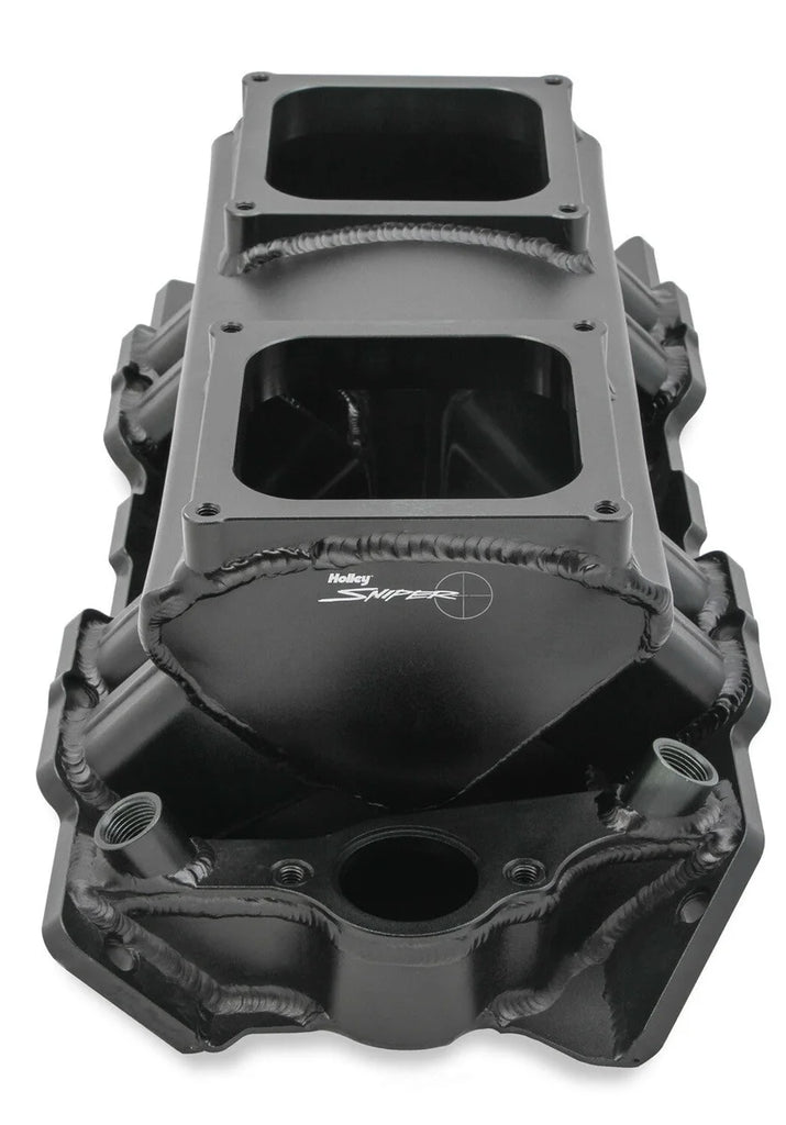 Holley Sniper EFI Fabricated Intake Manifold Single Plane 2 x 4500 Black with Sniper Logo 835172 fits BBC - Additional View 7