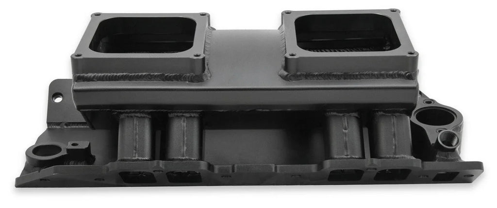 Holley Sniper EFI Fabricated Intake Manifold Single Plane 2 x 4500 Black with Sniper Logo 835172 fits BBC - Additional Vie...