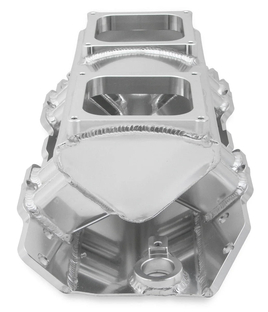 Holley Sniper EFI Fabricated Intake Manifold Single Plane 2 x 4500 Silver with Sniper Logo 835171 fits BBC - Additional Vi...