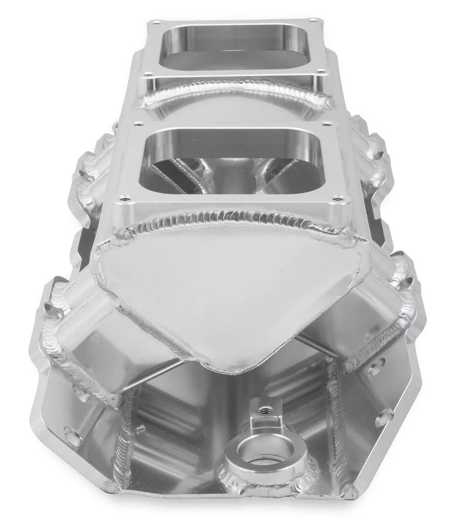 Holley Sniper EFI Fabricated Intake Manifold Single Plane 2 x 4500 Silver with Sniper Logo 835171 fits BBC - Additional Vi...
