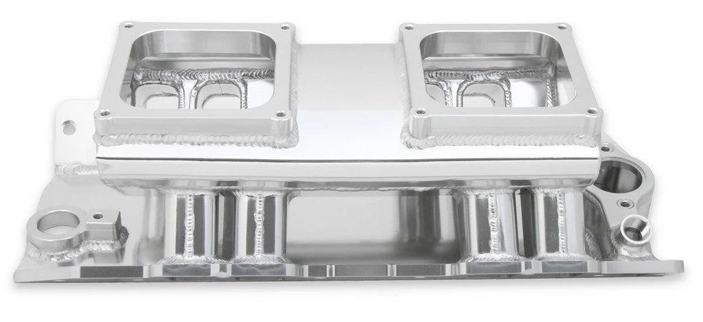 Holley Sniper EFI Fabricated Intake Manifold Single Plane 2 x 4500 Silver with Sniper Logo 835171 fits BBC - Additional Vi...