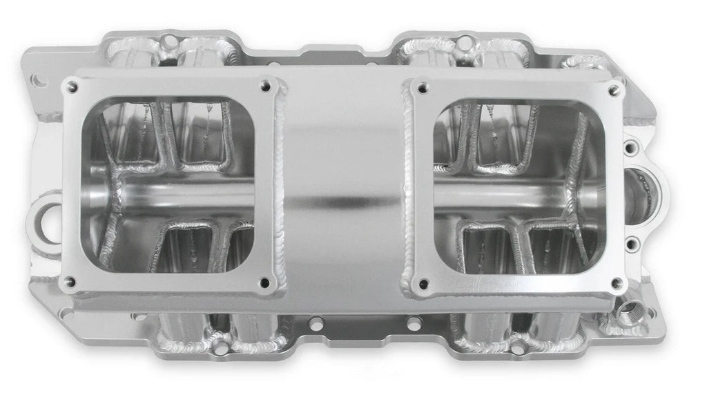 Holley Sniper EFI Fabricated Intake Manifold Single Plane 2 x 4500 Silver with Sniper Logo 835171 fits BBC - Additional Vi...
