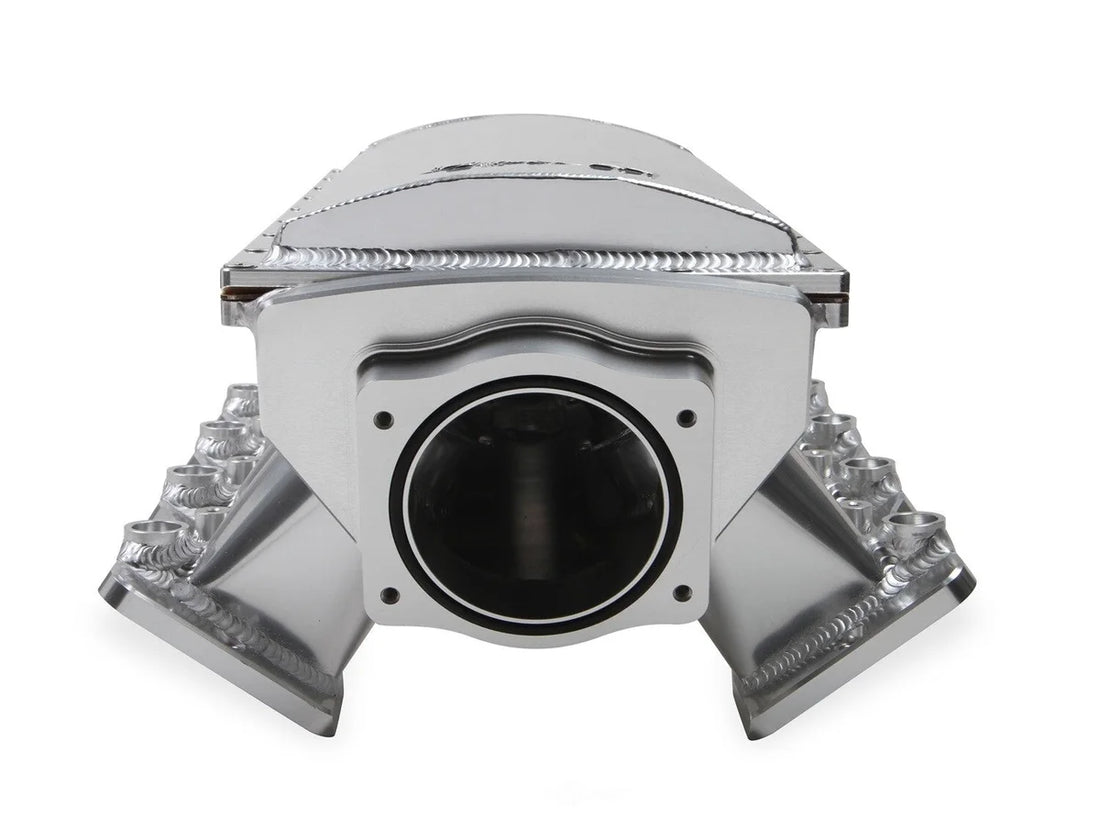 Holley Sniper EFI Sniper EFI Fabricated Race Series Intake Manifold - Silver 832141 fits GM LS1 / LS2 / LS6 - Back View
