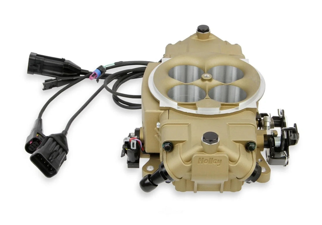 Holley Sniper EFI Stealth 4150 - Classic Gold 550-872 fits 1952-1996 AC / Allard / American Motors - Back View