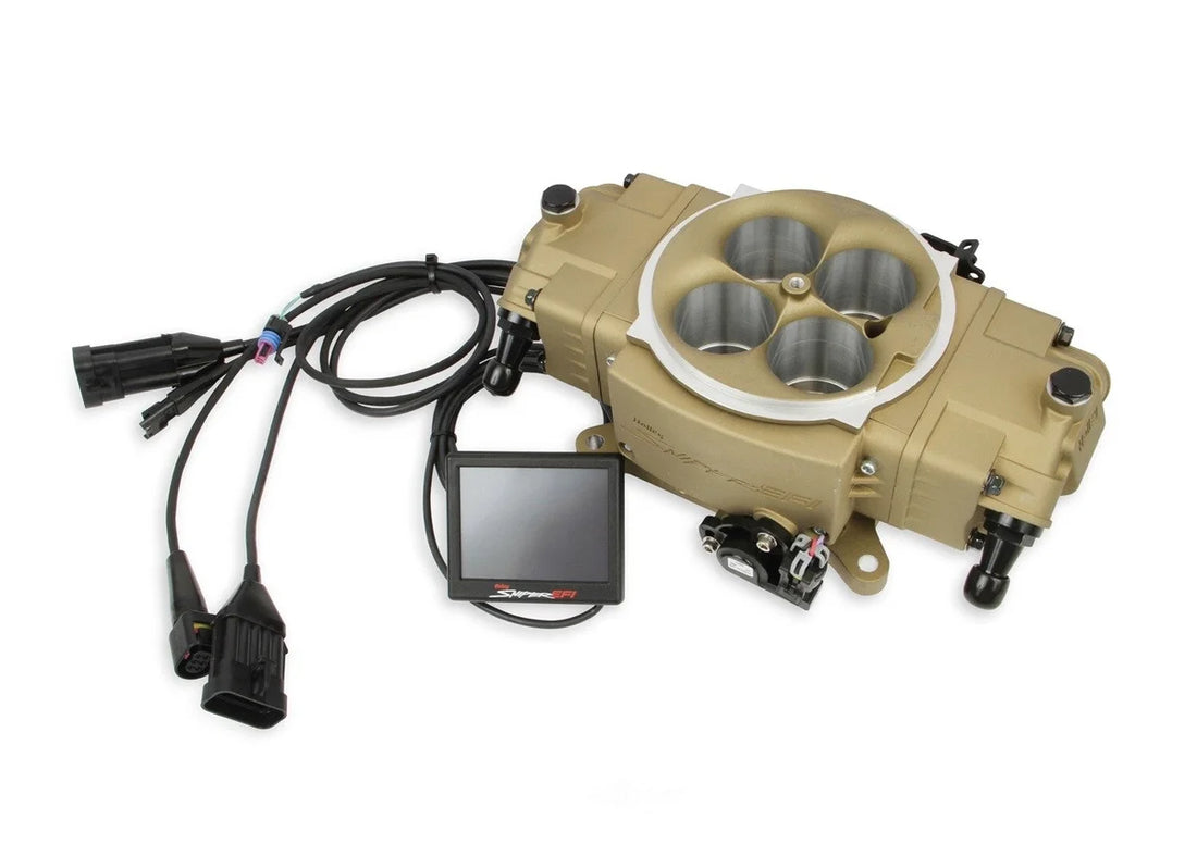 Holley Sniper EFI Stealth 4150 - Classic Gold 550-872 fits 1952-1996 AC / Allard / American Motors - Installation View