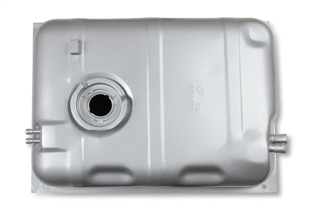 Holley Sniper EFI Stock Replacement Fuel Tank - JP1C 19-510 fits 1978-1987 Jeep CJ5 / CJ7 / Scrambler - Side View