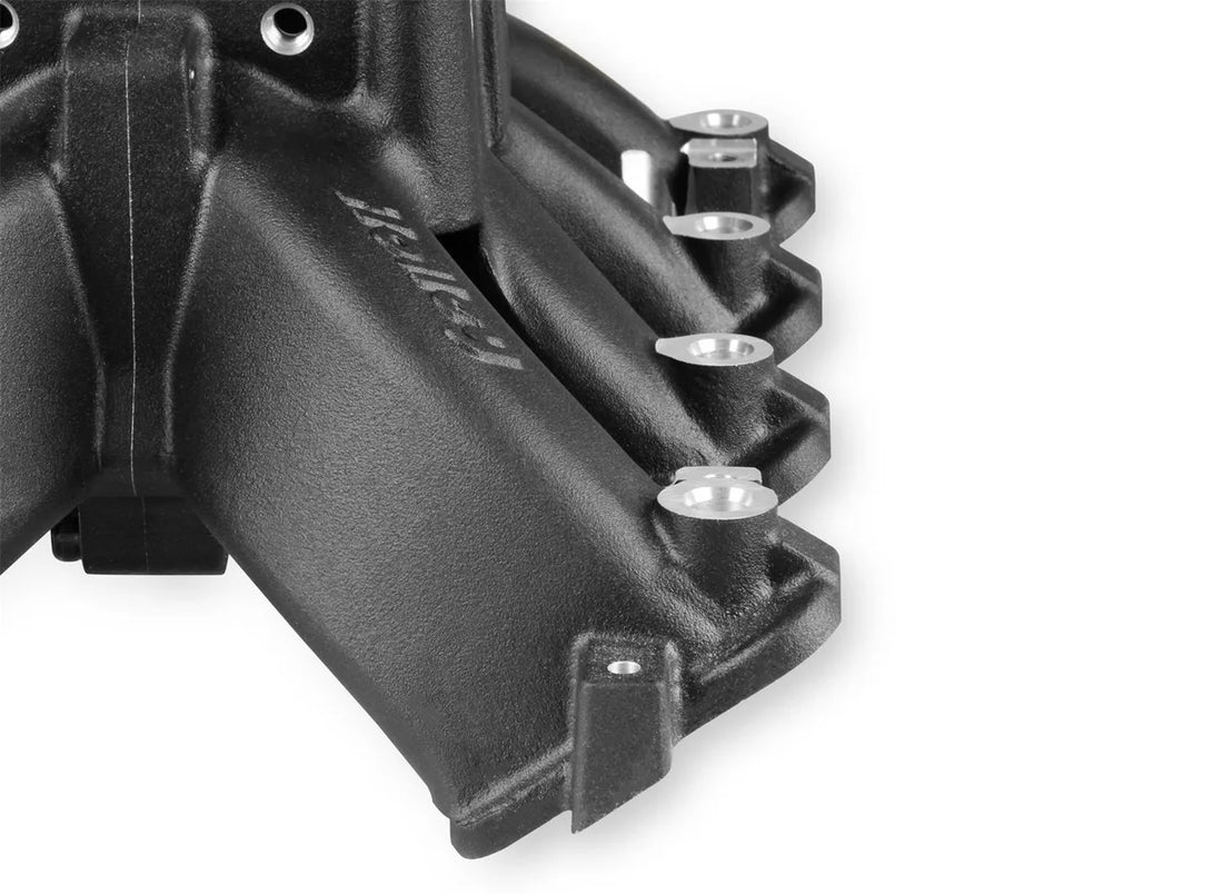 Holley Split-Design Race Intake Manifold- GM LS1/LS2/LS6 Black Finish with Fuel Rails 300-294BK - Back View