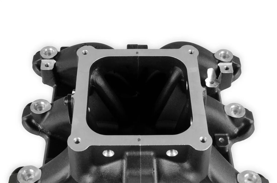Holley Split-Design Race Intake Manifold- GM LS1/LS2/LS6 Black Finish with Fuel Rails 300-294BK - Installation View
