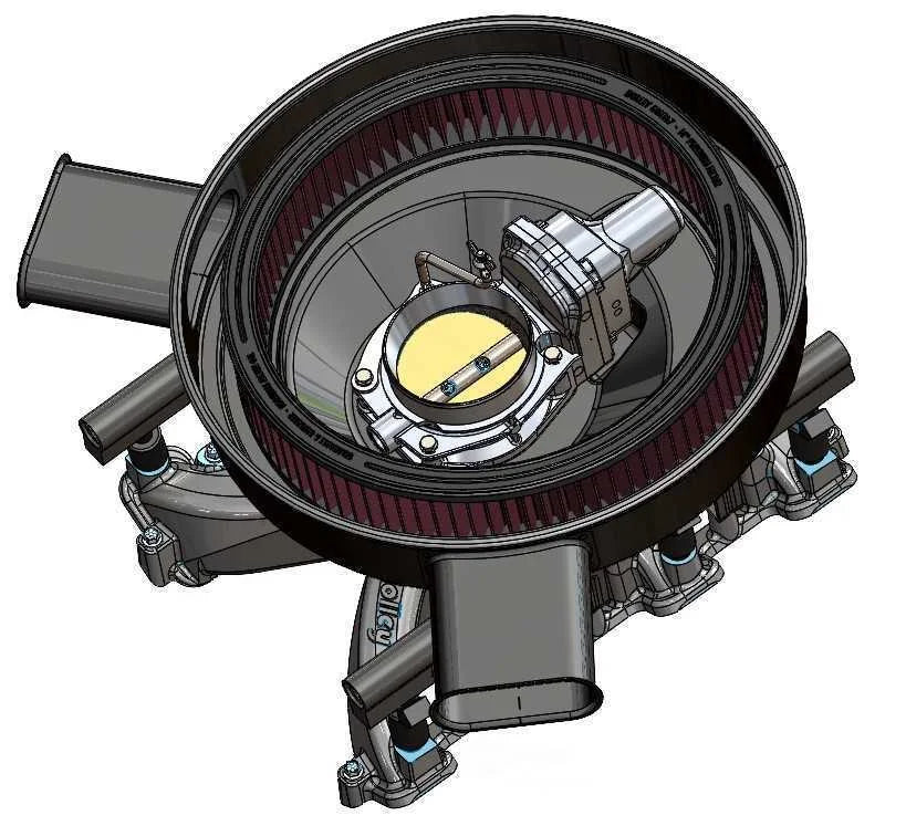 Holley Style DBW Throttle Body - Cotton Gauze Element 120-521 fits LS3 - Installation View