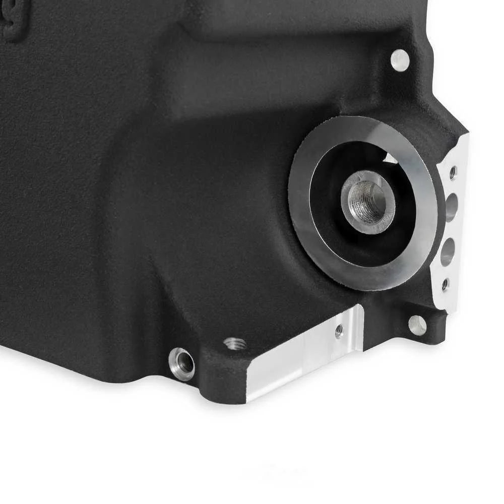 Holley Swap Oil Pan - Black - Most Front Clearance 302-3BK fits 1963-2006 Buick / Chevrolet / Ford - Back View
