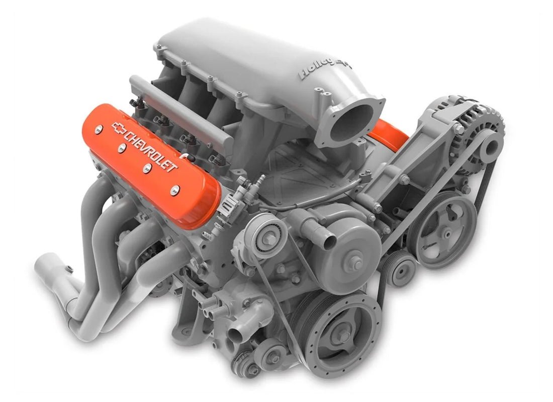 Holley Tall LS Valve Cover with Bowtie/Chevrolet Logo - Factory Orange Machined Finish 241-403 - Side View