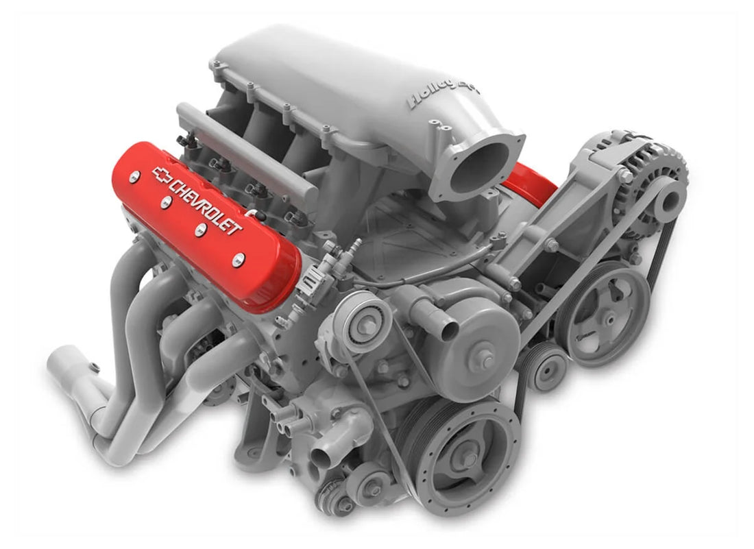 Holley Tall LS Valve Cover with Bowtie/Chevrolet Logo - Gloss Red Machined Finish 241-404 - Side View