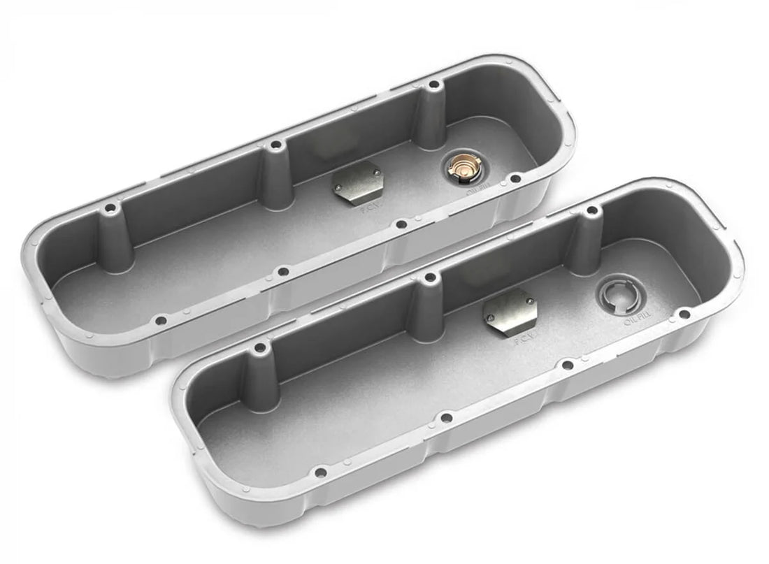 Holley Tall M/T Valve Covers for Big Block Chevy Engines - Natural Cast Finish 241-150 - Side View