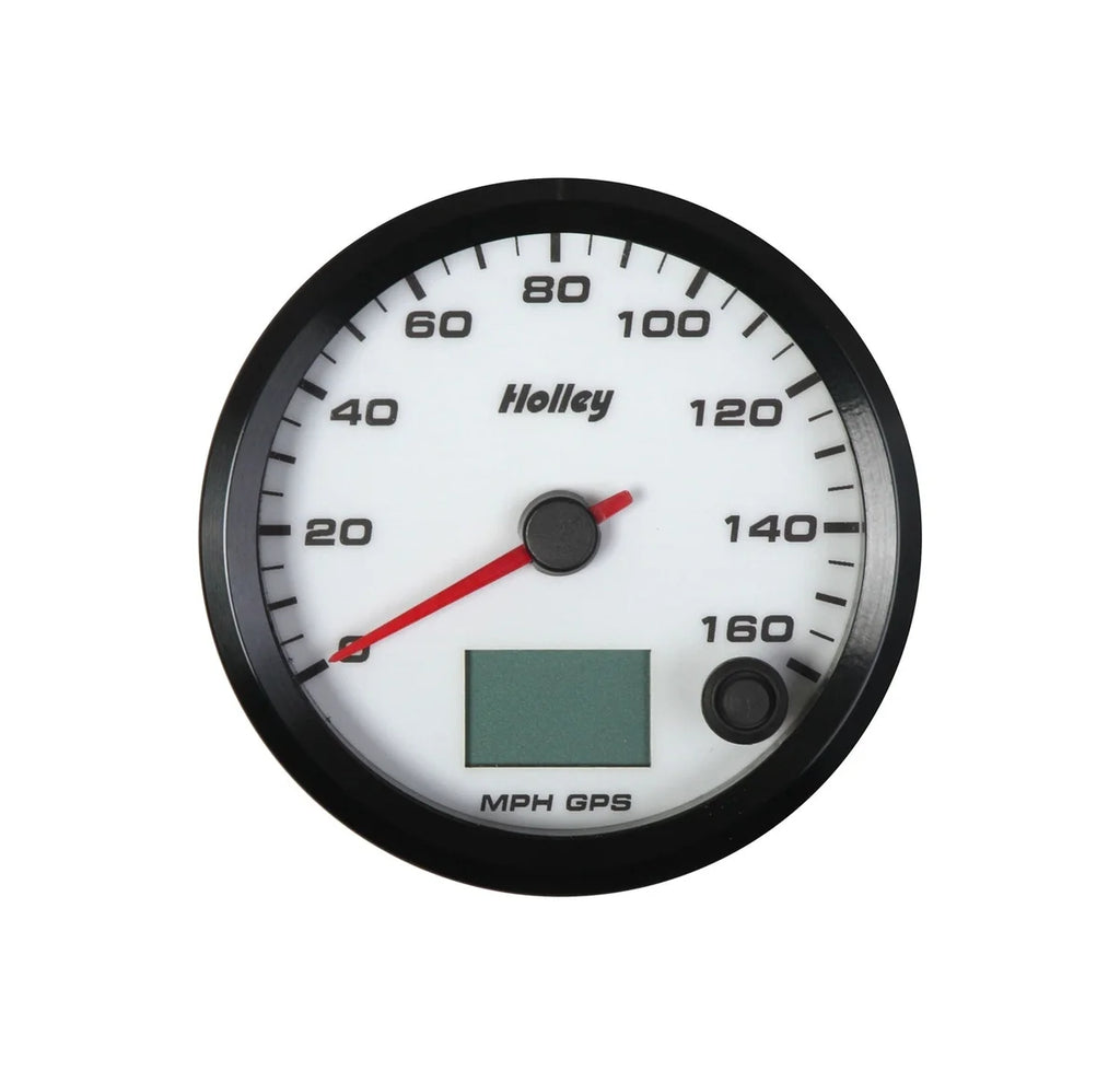 Holley White Face, 3-3/8" 160 MPH GPS Speedometer (with Odometer) 26-612W - Main Product View