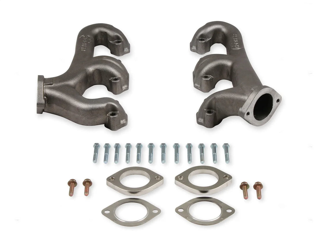 Hooker Small Block Chevy Universal Exhaust Manifolds, 2.5" Collector, Natural Finish 8525HKR - Side View