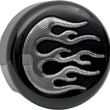Load image into Gallery viewer, Horn Cover - Black with Chrome Flame DragSpecialties 76705F - Main Product View