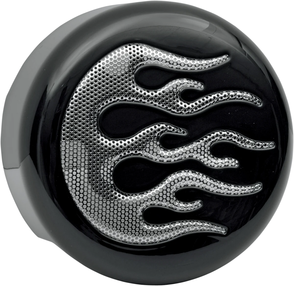 Horn Cover - Black with Chrome Flame DragSpecialties 76705F - Main Product View