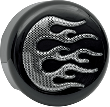 Load image into Gallery viewer, Horn Cover - Black with Chrome Flame DragSpecialties 76705F - Main Product View