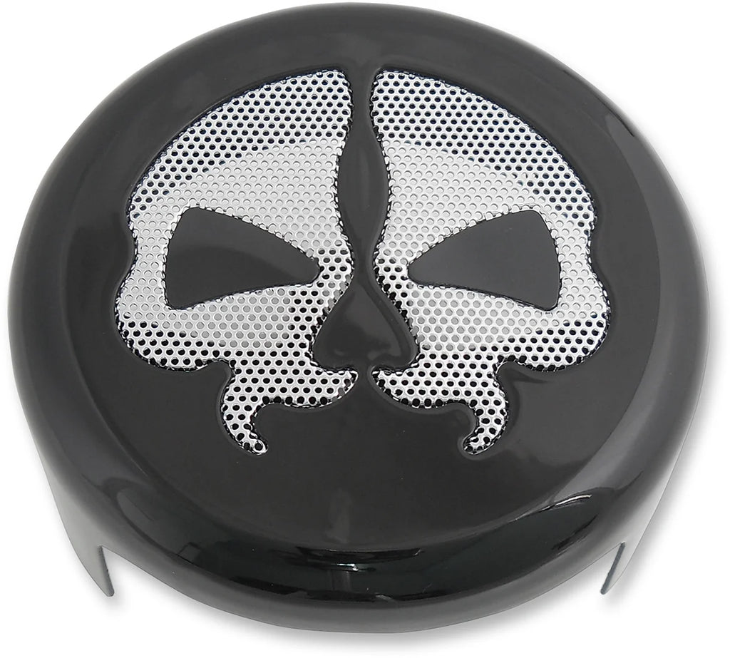 Horn Cover - Black with Chrome Skull DragSpecialties 78047B - Main Product View