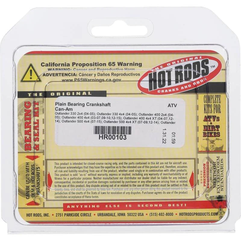Hot Rods 03-07/09-10/12-15 Can-Am Outlander 400 4x4 400cc Plain Bearing Crankshaft - Side View